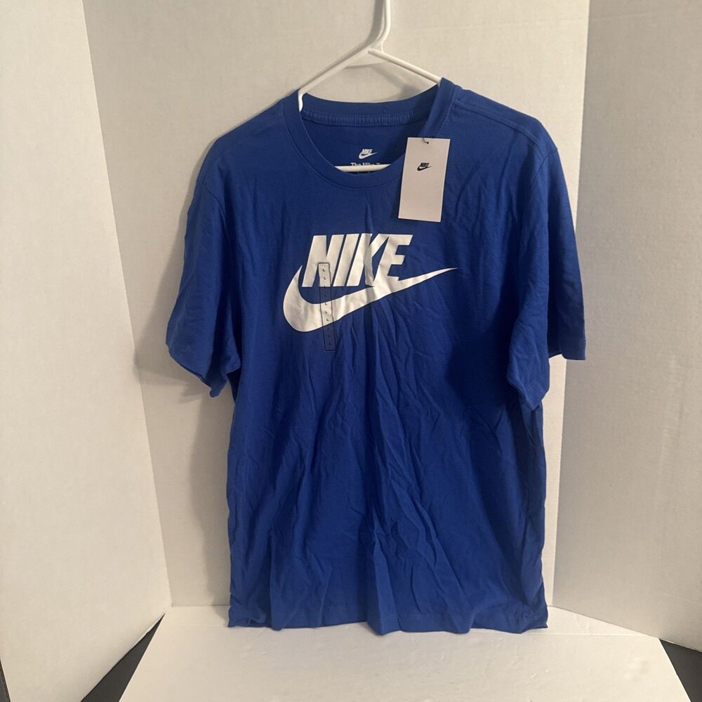 Nike Men's Blue Logo Graphic Print Short Sleeve T-Shirt Size L AR5004-481 NWT